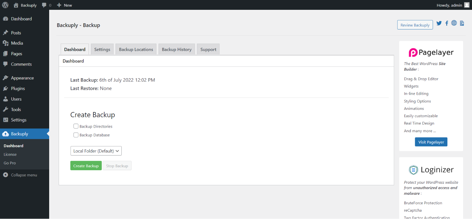 backuply-backup-page Backuply Backup page