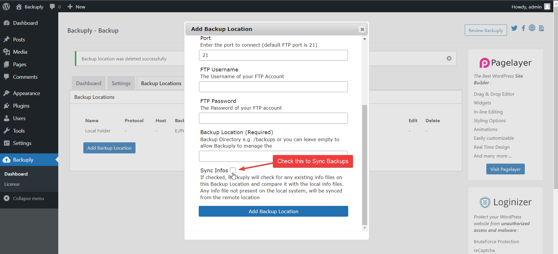Sync Backup Info Sync Backup Info