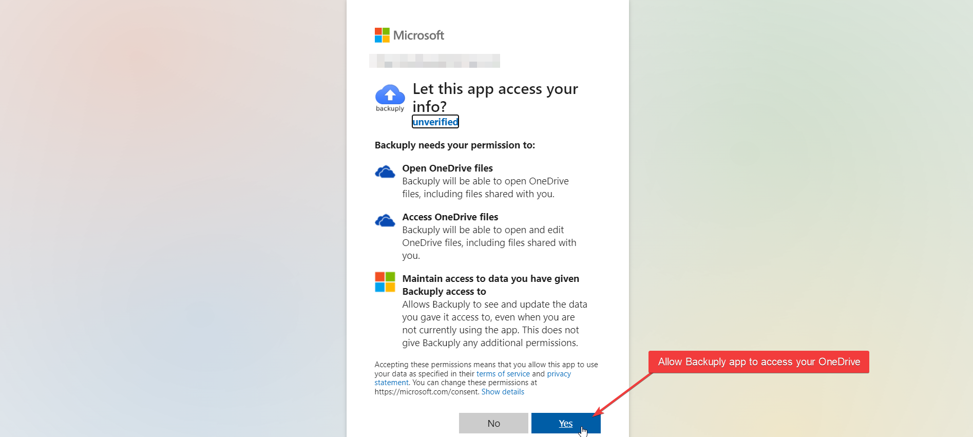 Allow Backuply Microsoft App Allow Backuply Microsoft App