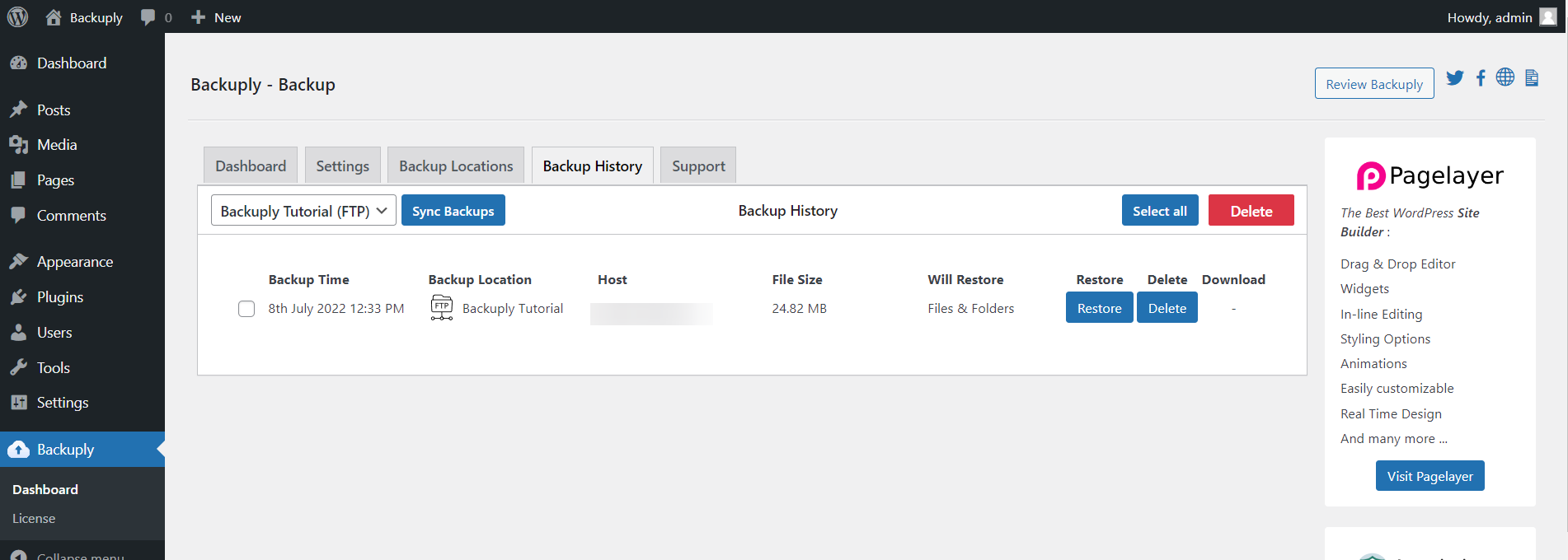 Backup History