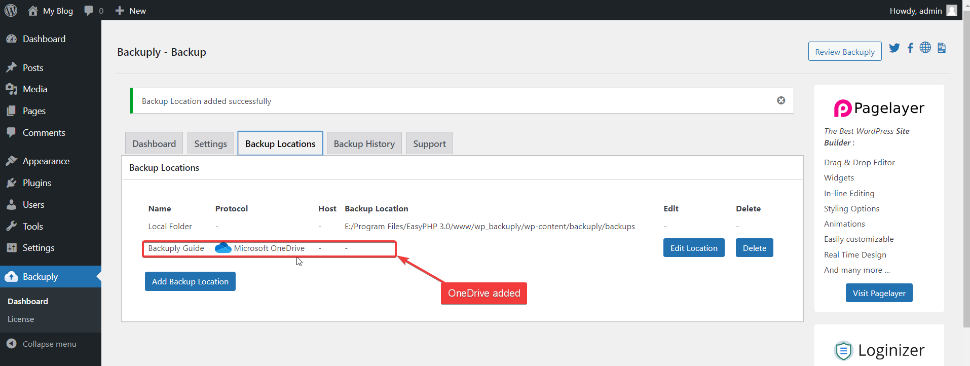 Microsoft OneDrive added to Backuply Microsoft OneDrive added to Backuply