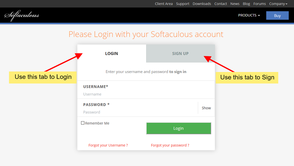 softaculous-login Softaculous Client Area Login
