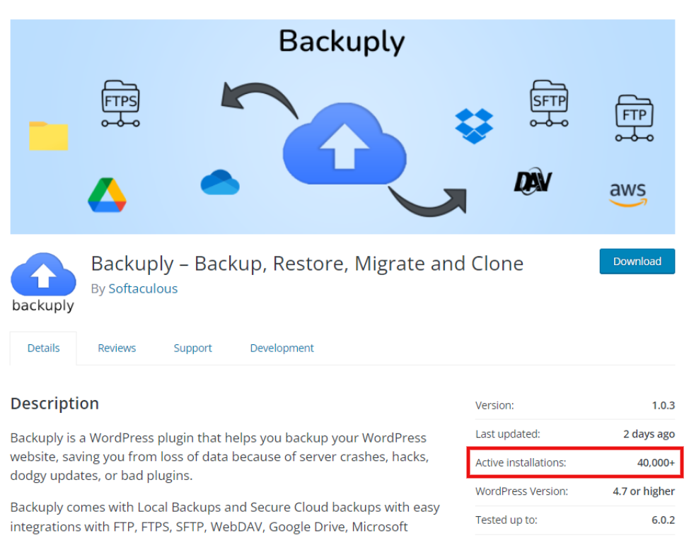 Backuply 40k Installs on WordPress Backuply 40k Installs on WordPress