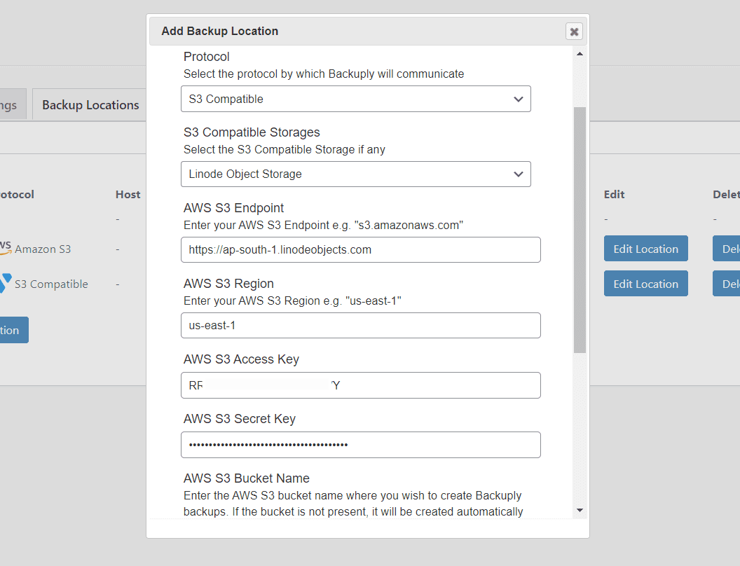 BAckuply Setup Linode Object Storage BAckuply Setup Linode Object Storage