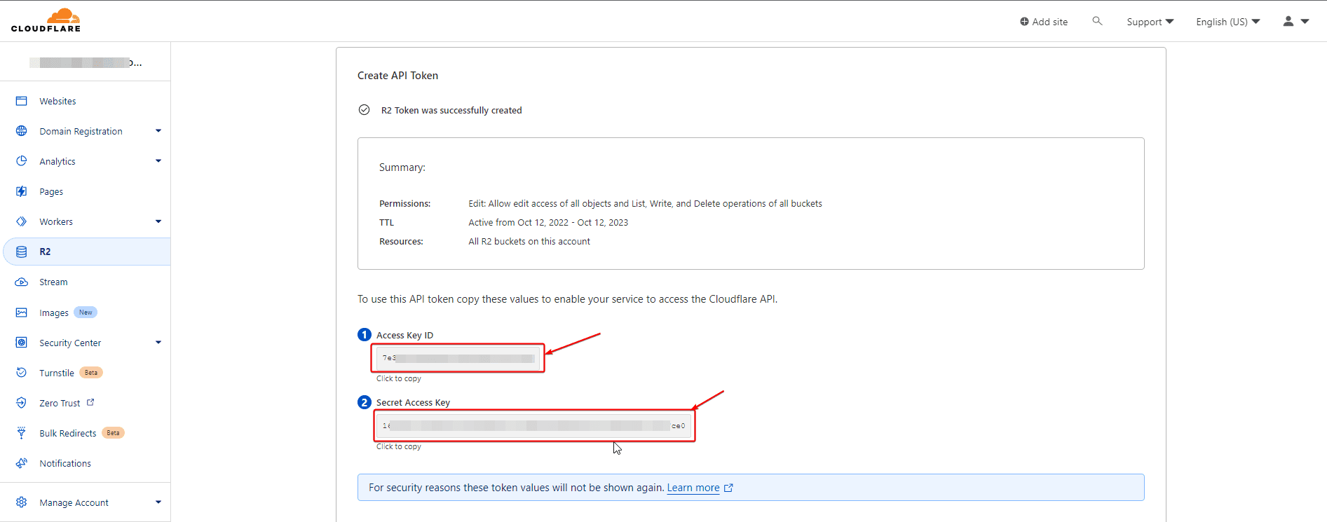 Cloudflare R2 API token Cloudflare R2 API token