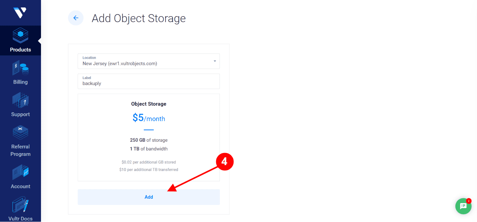 Vultr Add Object Storage Vultr Add Object Storage