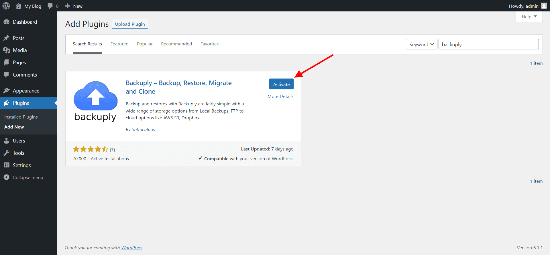 Activate Backuply WordPress Backup Plugin Activate Backuply WordPress Backup Plugin