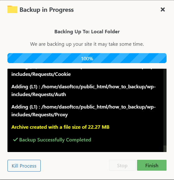 Backuply Backup Progress Backuply Backup Progress