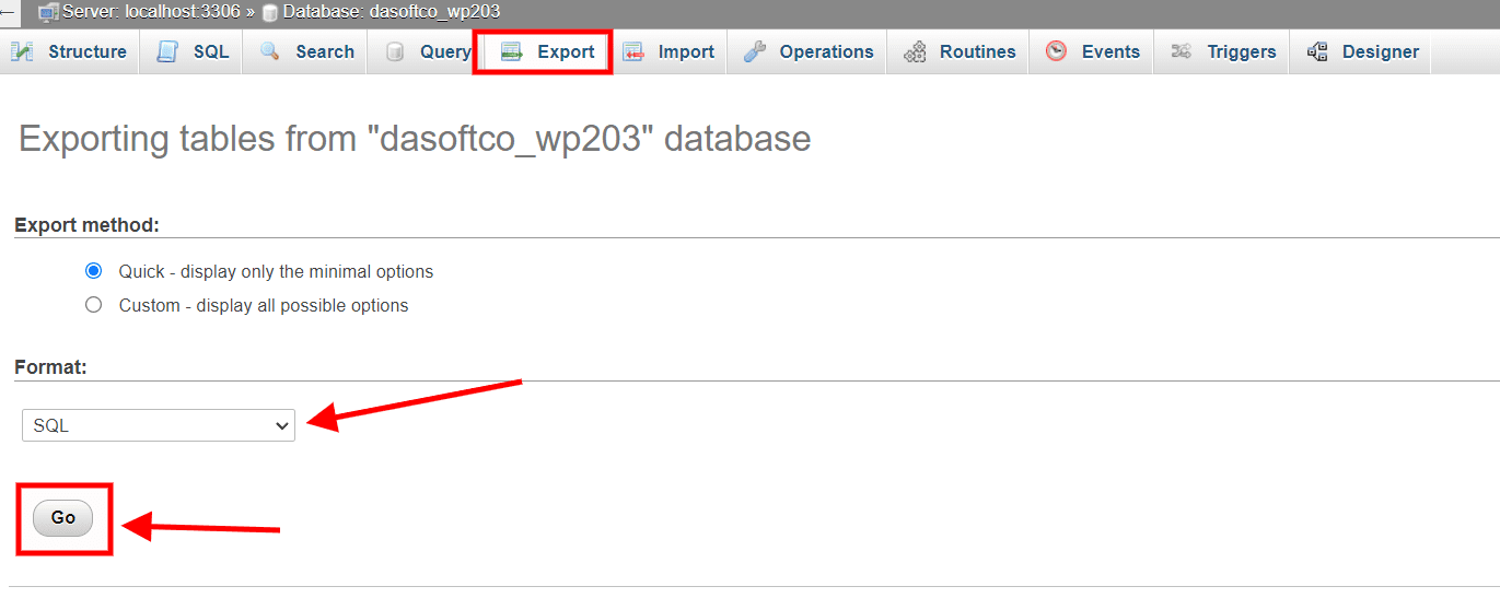 Export Database Export Database