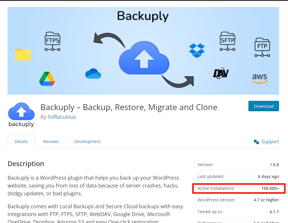 Backuply Reached 100k active WordPress Installs Backuply Reached 100k active WordPress Installs
