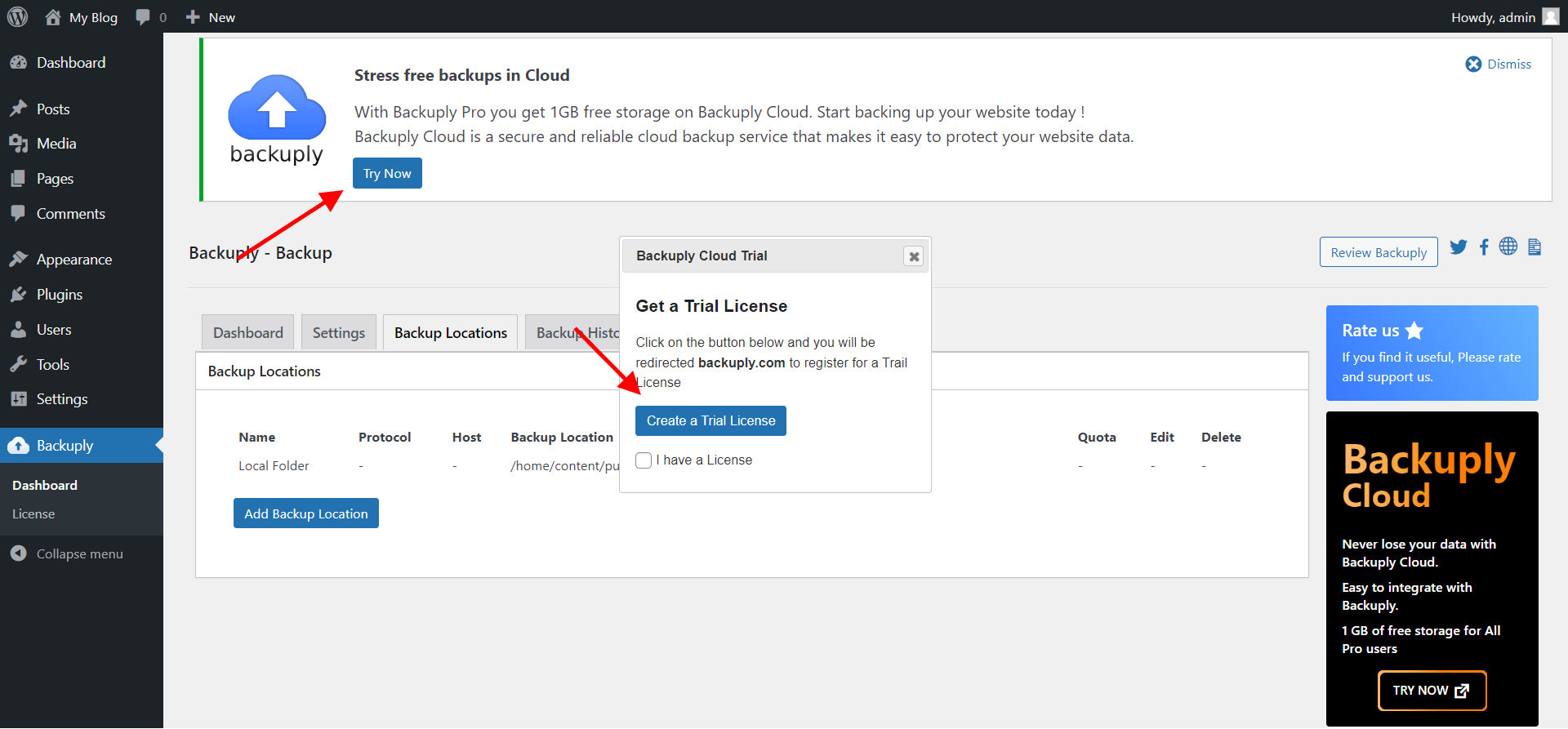 Get Backuply Cloud Trial Get Backuply Cloud Trial