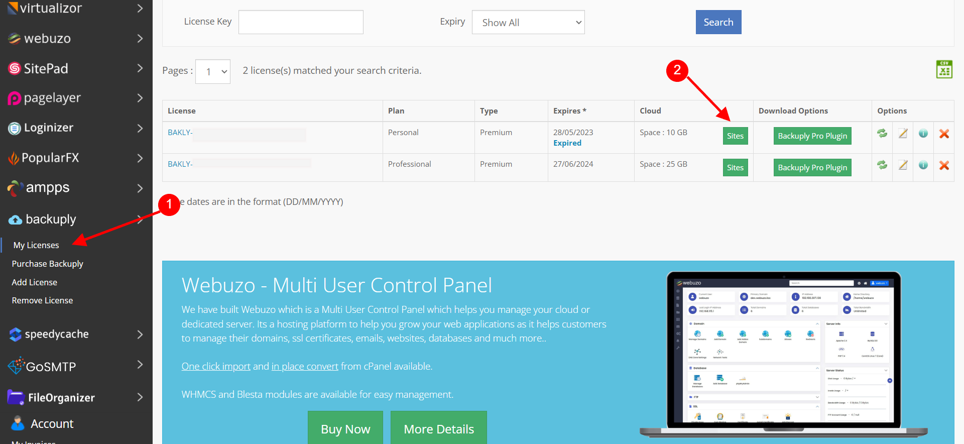 Cloud Site page link Cloud Site page link