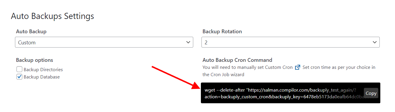 Custom Auto Backup command Custom Auto Backup command