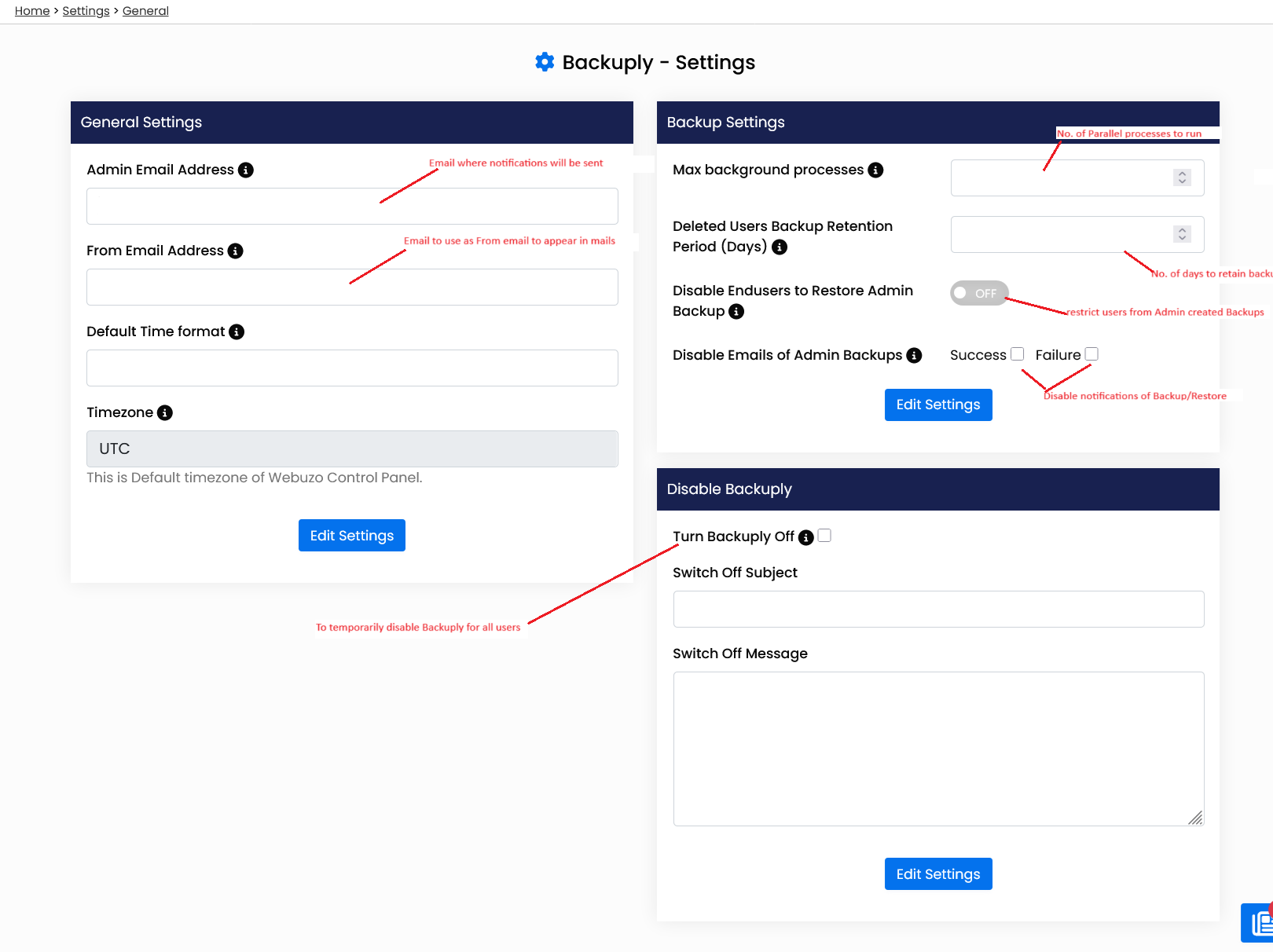 image Backuply settings
