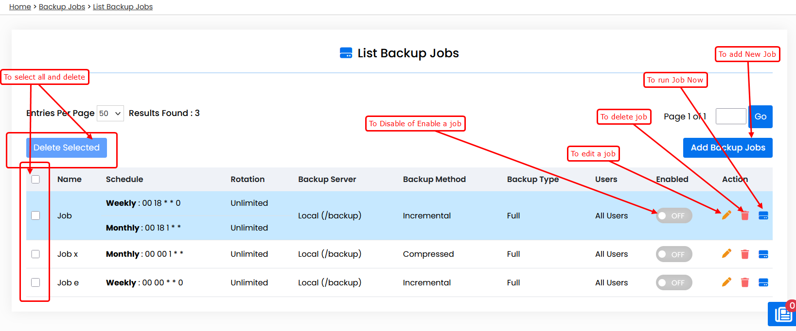 image Backuply List Backup jobs